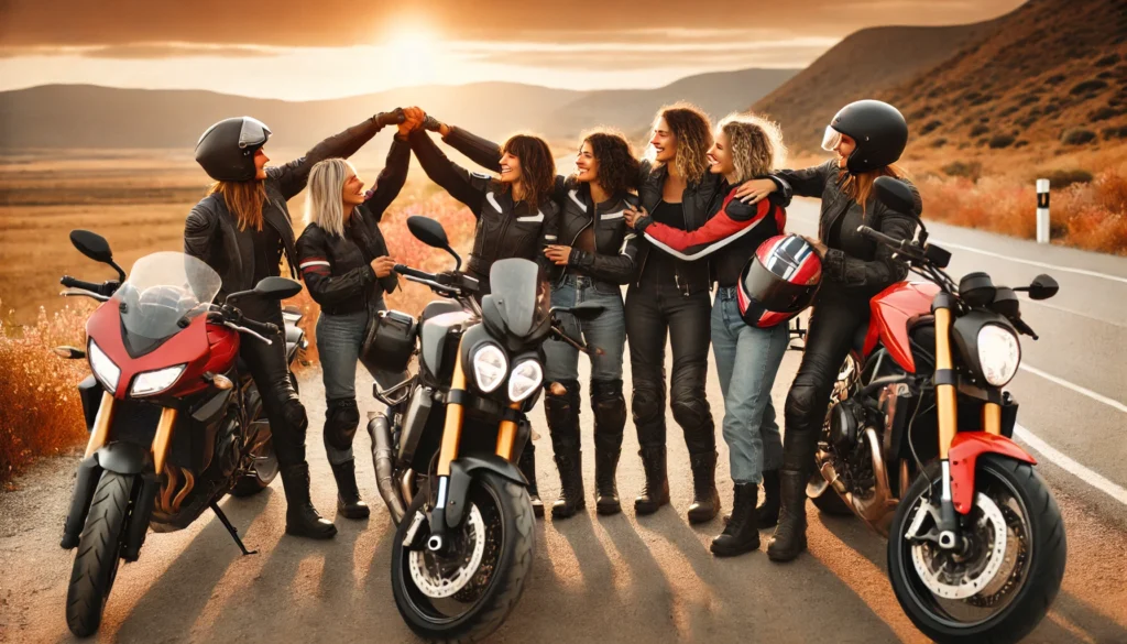 mulheres motociclistas — união, liberdade e conexão em um cenário inspirador.